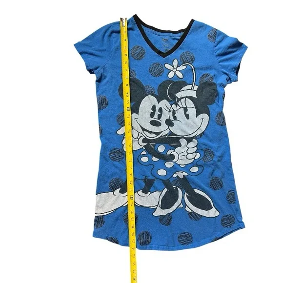 Disney Store Mickey Minnie Sleep Shirt Nightgown Blue Polka Dot Pajama Tee M/L - Picture 6 of 9